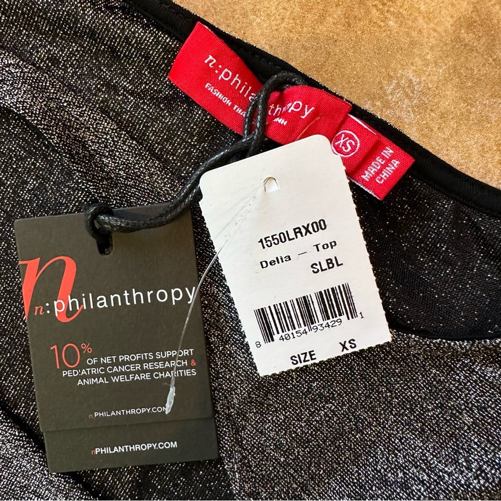 NWT n:philanthropy Delia Top Lurex Sparkle XS - Picture 8 of 8